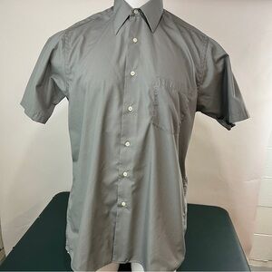 Van Heusen Men's 15.5 Green Poplin Short Sleeve Button Shirt (310)